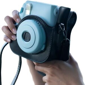 Fujifilm Instax Mini 11 Case Black PU Leather with Adjustable Shoulder Strap